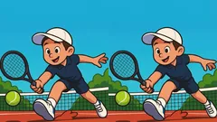 Schwieriges Puzzle: Finde 3 Unterschiede auf den Bildern eines Tennisspielers in 35 Sekunden